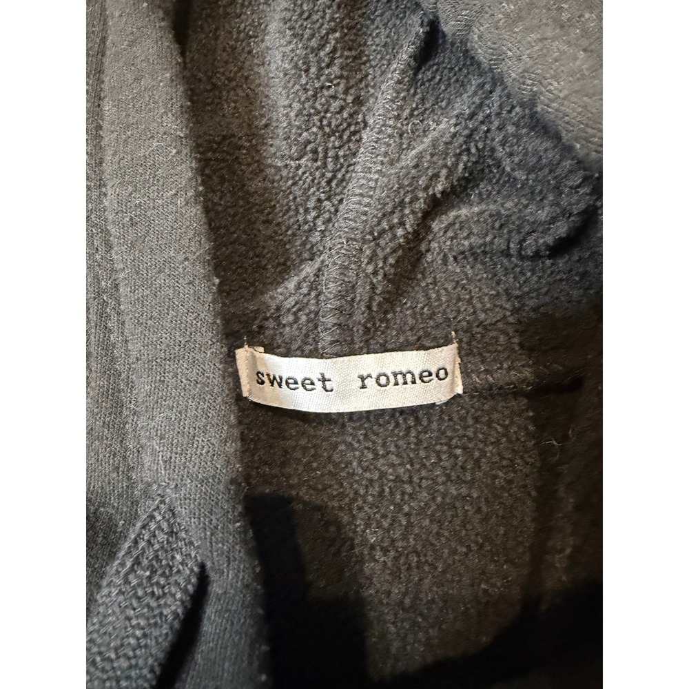 Sweet Romeo Flawed Black Fleece Lined Hooded Sweatshirt XS Pullover Hoodie‎ - Picture 3 of 8